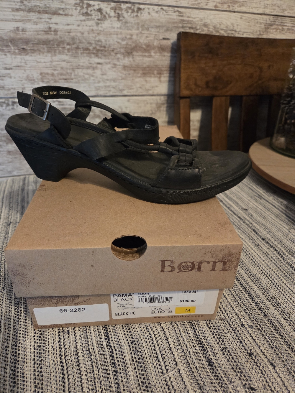 Born Black Strappy Wedge Sandals